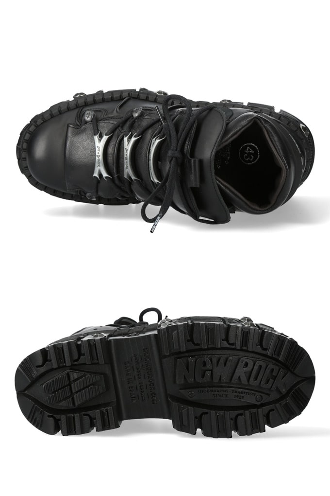 TANK-106 Black Leather High Platform Sneakers, 9