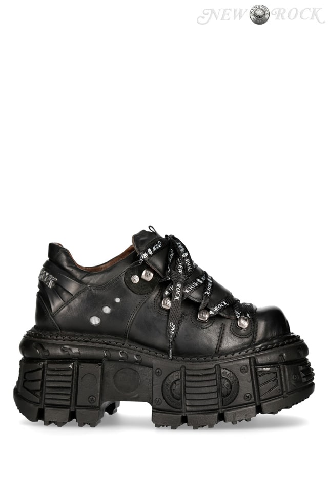 Шкіряні черевики на платформі з фірмовими шнурками New Rock, 7