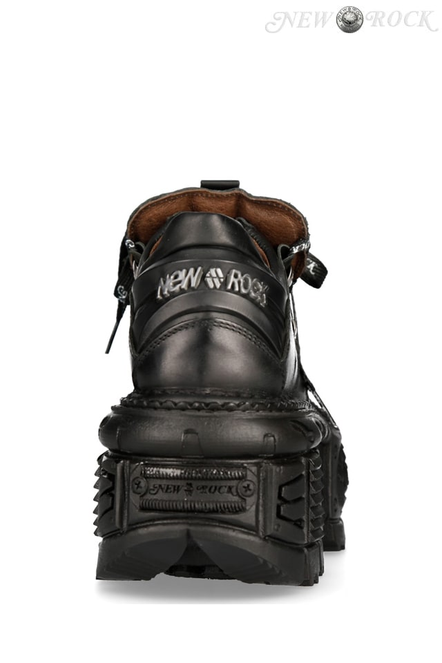 Кожаные ботинки на платформе с фирменными шнурками New Rock, 11