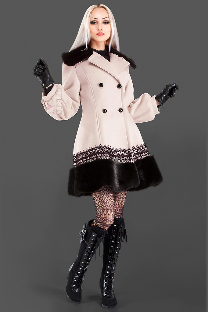 Women's Winter Coat with Lace and Fur, 7