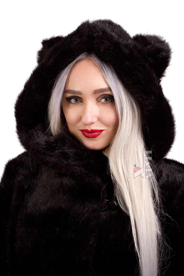 Fur coat with hood and cat ears X75, 3