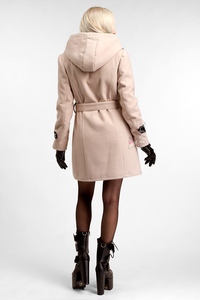 Зимове пальто з капюшоном та поясом X5047, 3