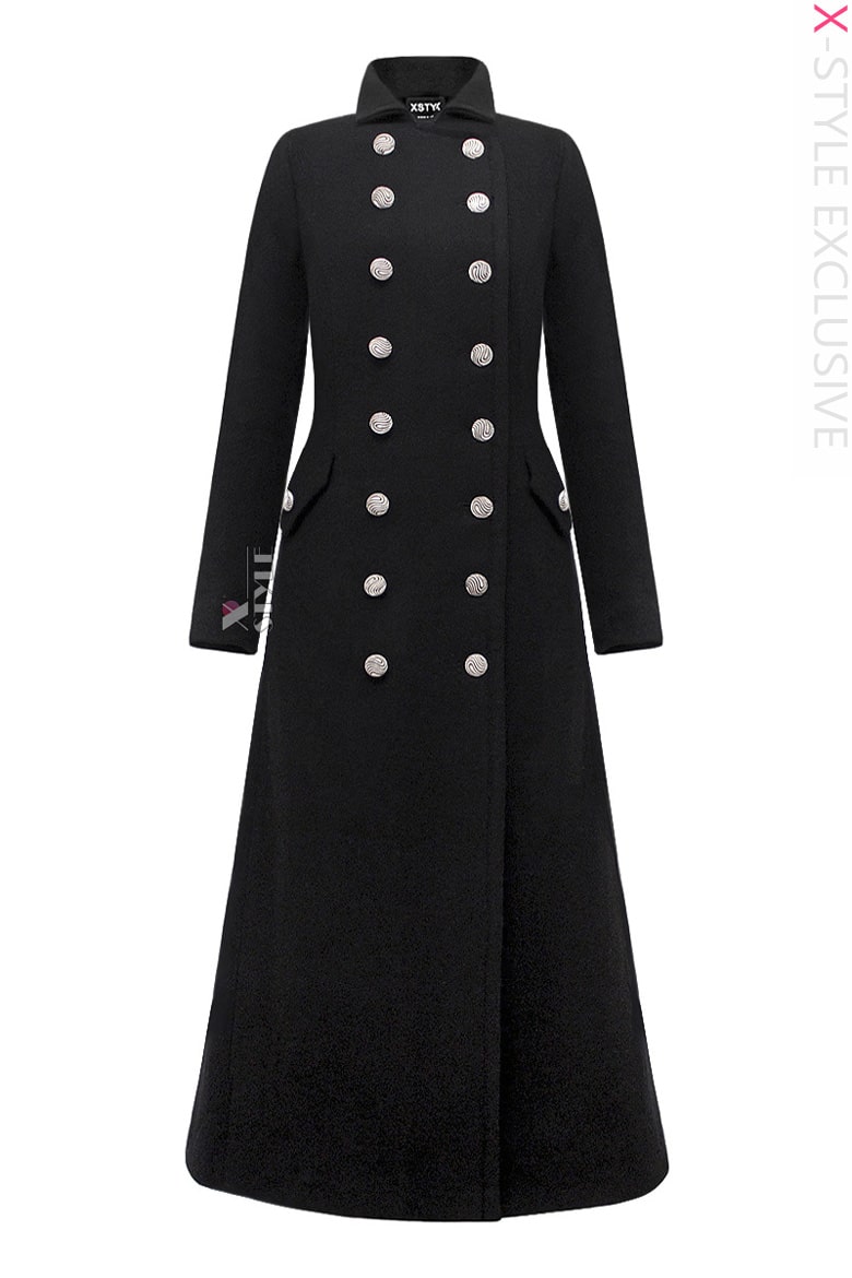 Длинное женское шерстяное пальто X068, 5