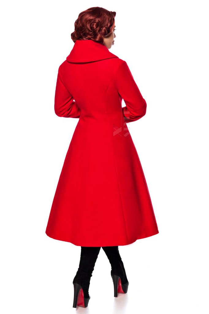 Довге червоне вовняне пальто B4047, 9