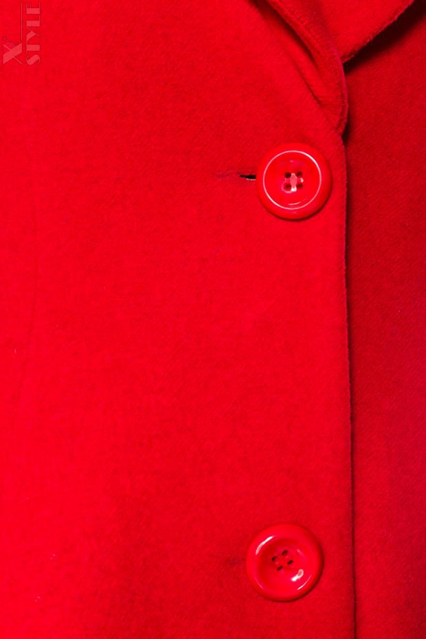 Длинное красное шерстяное пальто B4047, 3