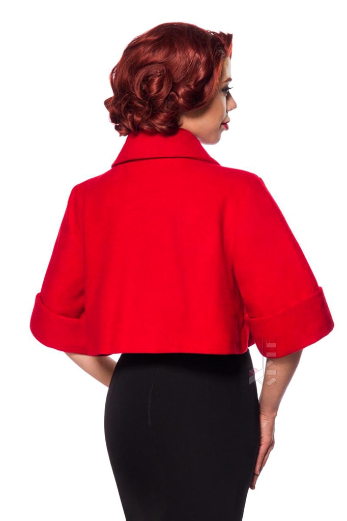 Retro Cropped Jacket with Wool - Red, 5