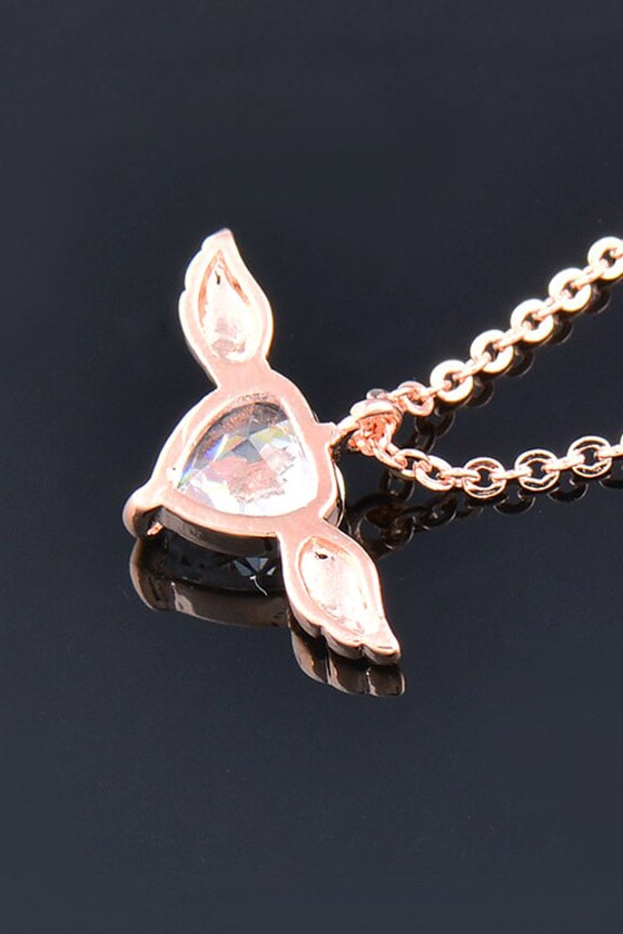 Rose Gold-Plating Necklace with Cubic Zirconia, 5