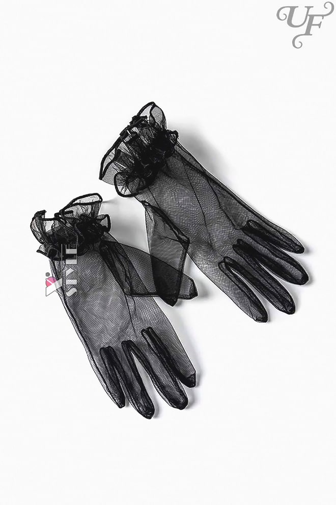 Transparent Black Tulle Gloves U1205, 7