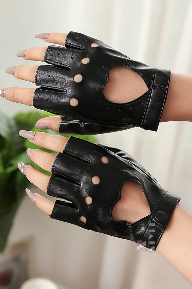 Women's Faux Leather Fingerless Gloves X1181, 7
