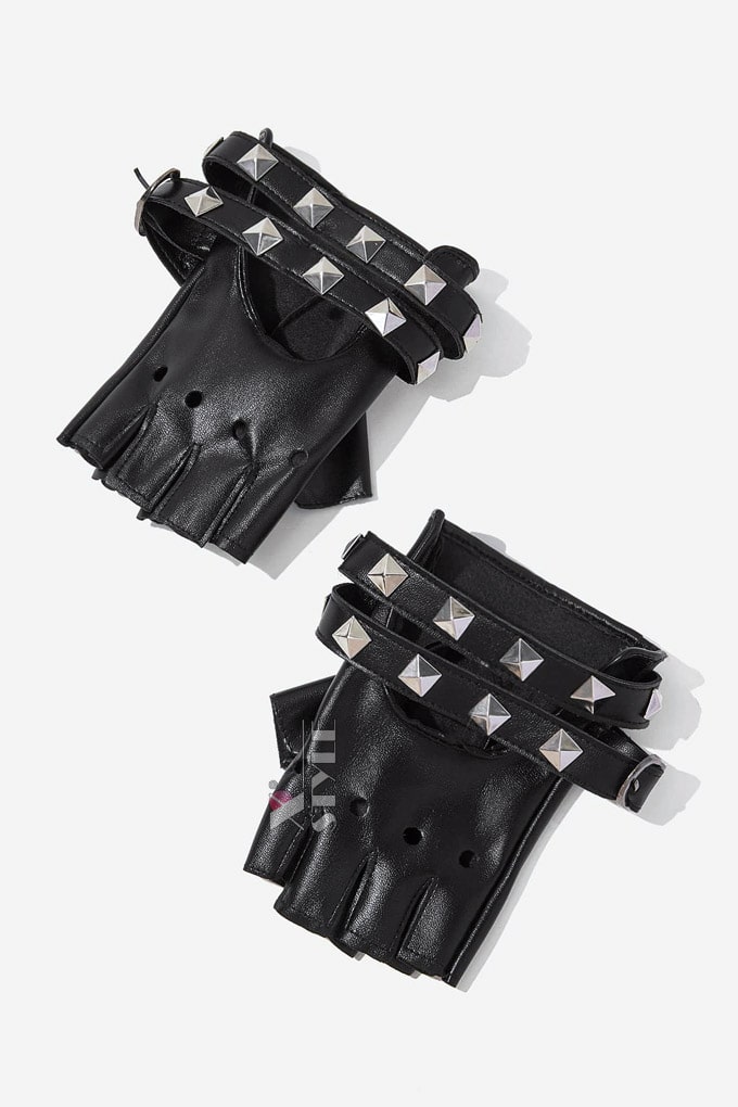 Fingerless Faux Leather Gloves XT183, 9