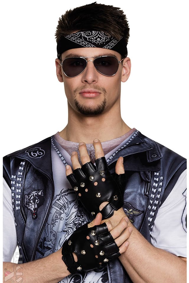 Men's Faux Leather Fingerless Gloves XT184, 5
