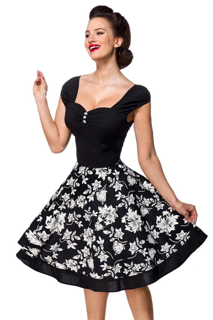 Хлопковое платье с цветочным узором на юбке B5539, 9
