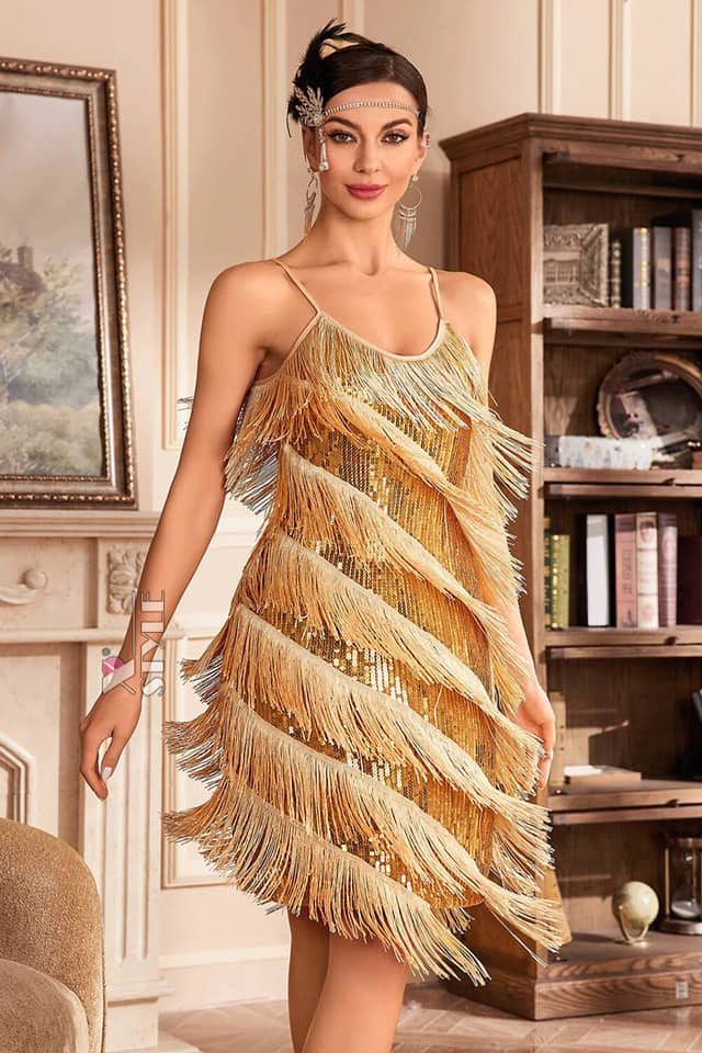 Gatsby Dress with Sequins and Fringe, 7