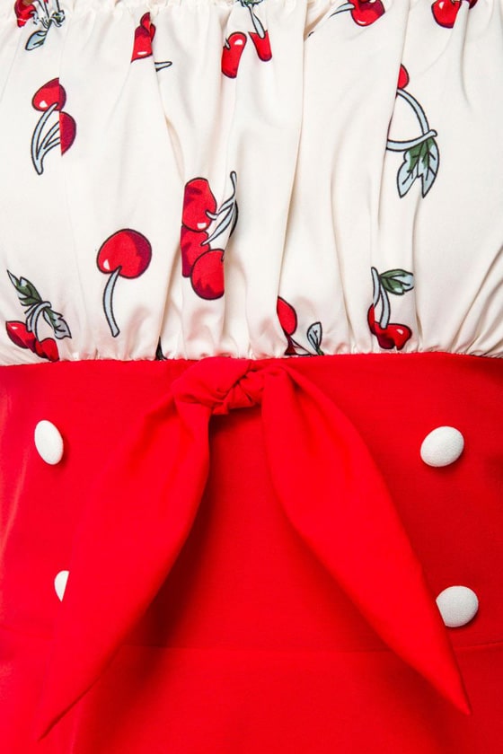 Red Rockabilly Dress with Cherries, 7