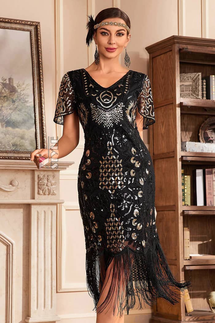 Элегантное платье Gatsby с рукавами-крылышками, 3