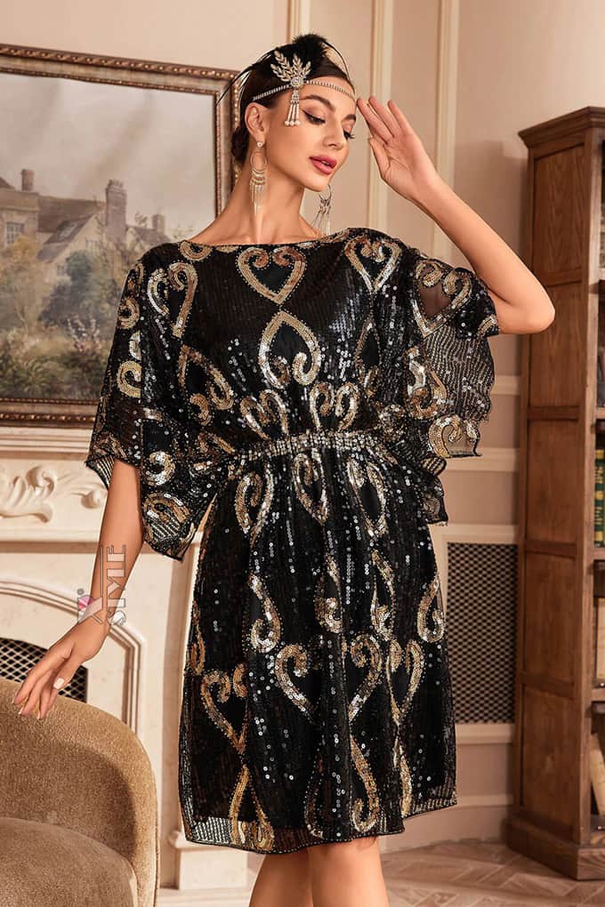 Блестящее платье с пайетками в стиле 20-х X590, 9