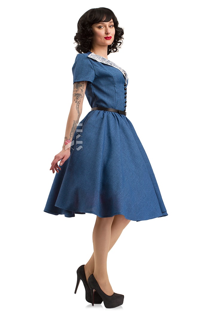 Винтажное льняное платье X5353, 3