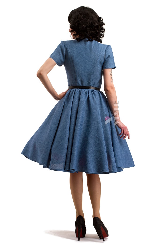 Vintage style linen retro dress X5353, 7