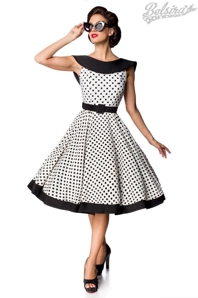 Vintage Swing Polka Dot Dress with Collar, 11
