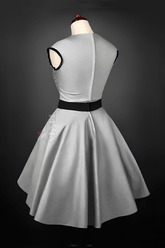 Винтажное серебристое платье с подъюбником X5163, 3