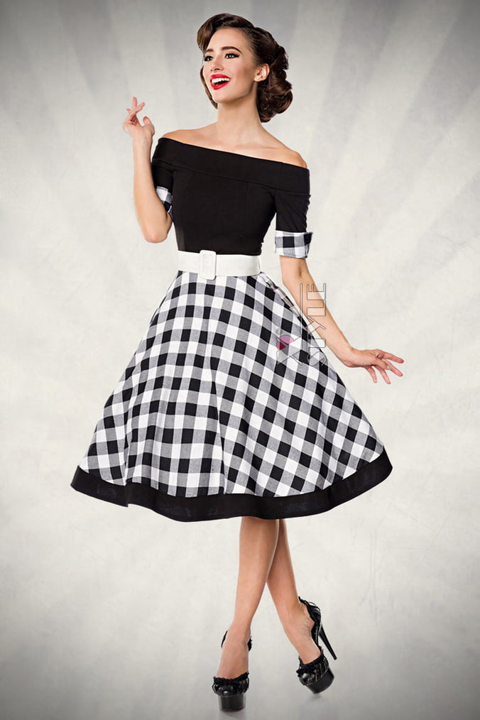 Vintage Off Shoulder Swing Dress, 9