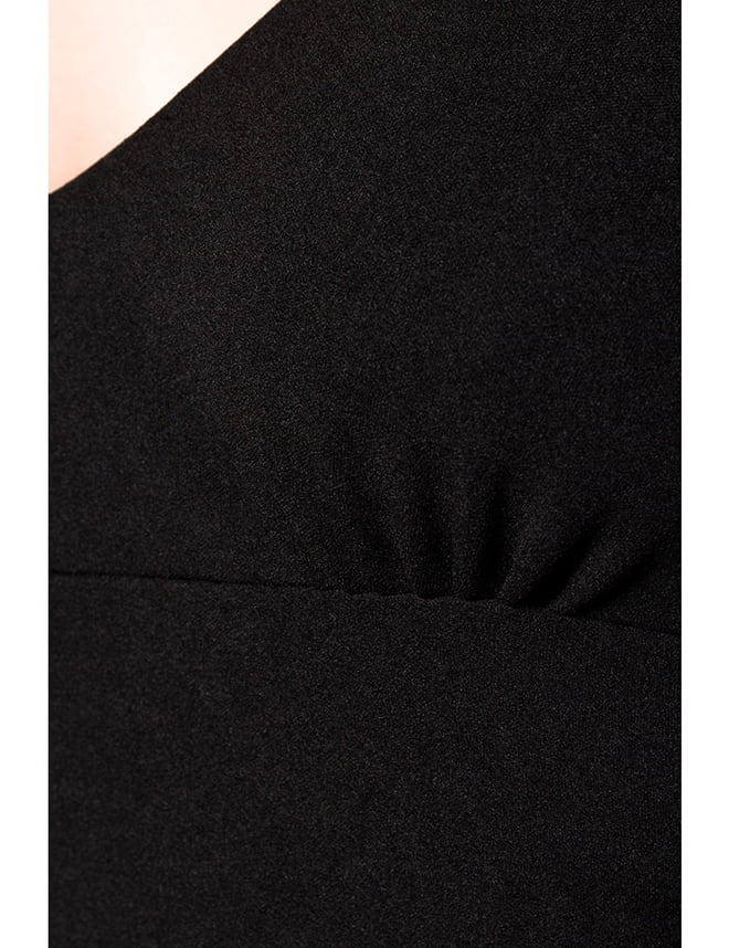 Облягаюче чорне ретро плаття з широким рукавом B5268, 7