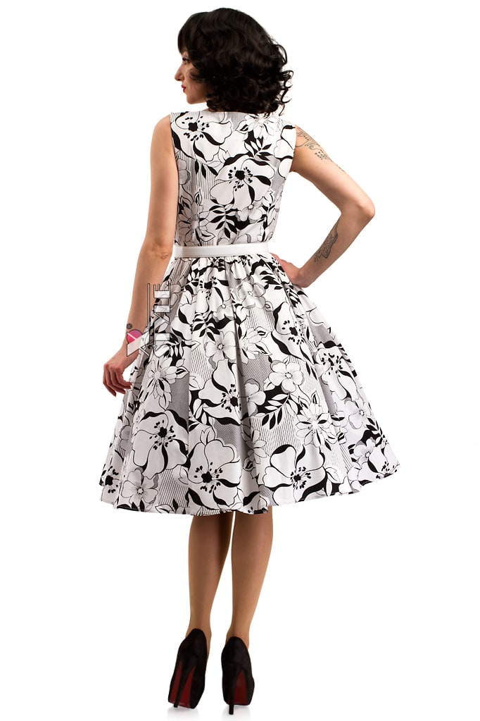 Xstyle Floral Cotton Retro Swing Dress with Belt, 5