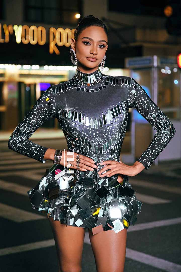 Selina Mirror Futuristic Bodysuit with Skirt, 5