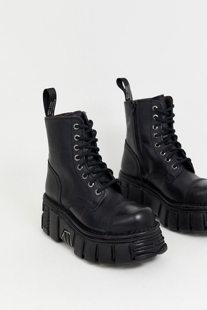 Black Leather Platform Boots NR4013, 11