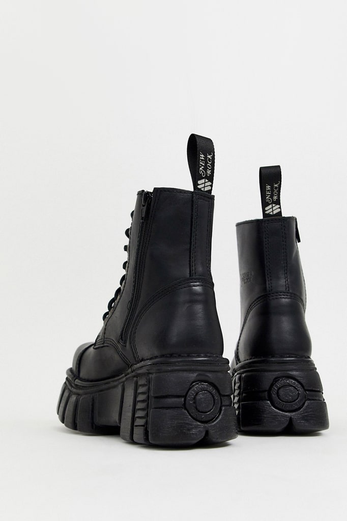 Black Leather Platform Boots NR4013, 9