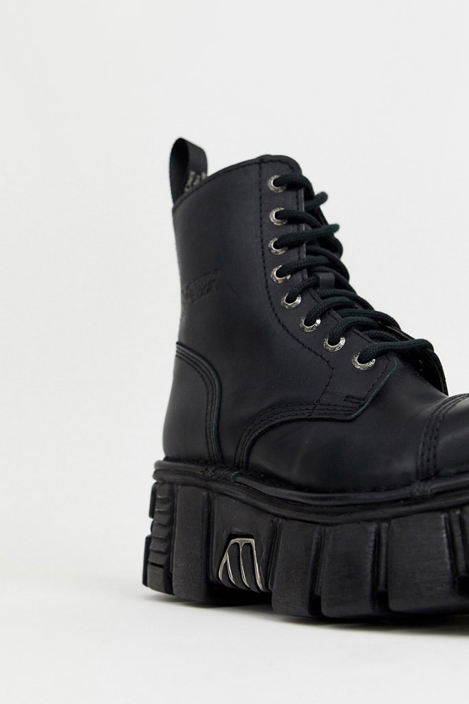 Black Leather Platform Boots NR4013, 5