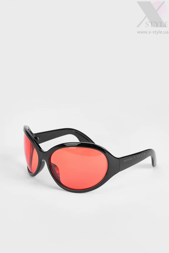 Women's Oval Sunglasses with Red Lens X158, 17