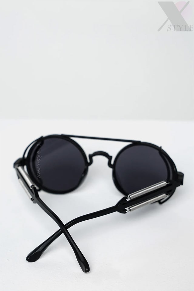 Grunge Punk Industrial Round Sunglasses - black, 15
