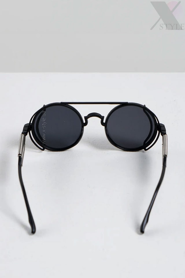 Grunge Punk Industrial Round Sunglasses - black, 5