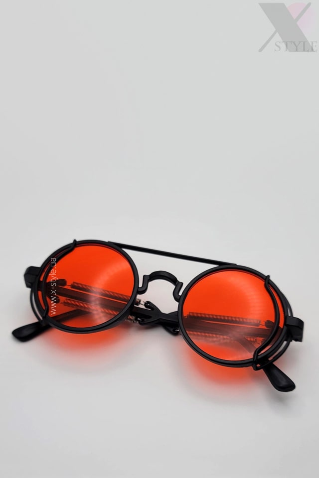 Круглые солнцезащитные очки Grunge Punk - красные, 9