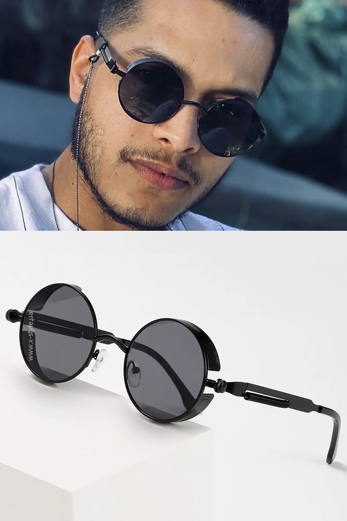 Круглі чорні окуляри у металевій оправі + чохол, 15