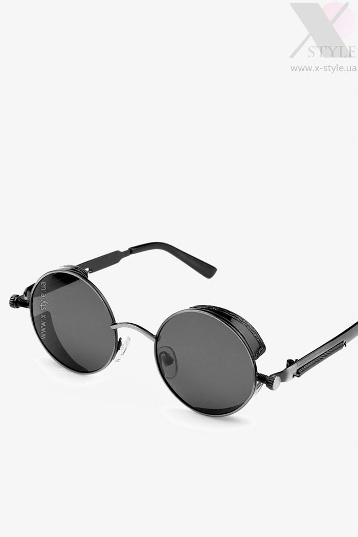 Круглі чорні окуляри у металевій оправі + чохол, 13