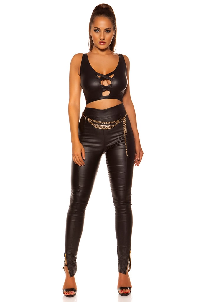 Leather-Look Harness Top KC2195, 13