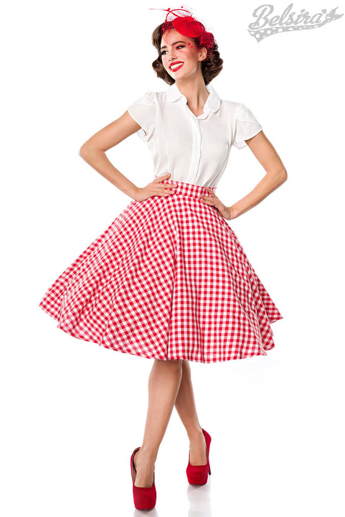 Belsira Vintage Summer Plaid Skirt