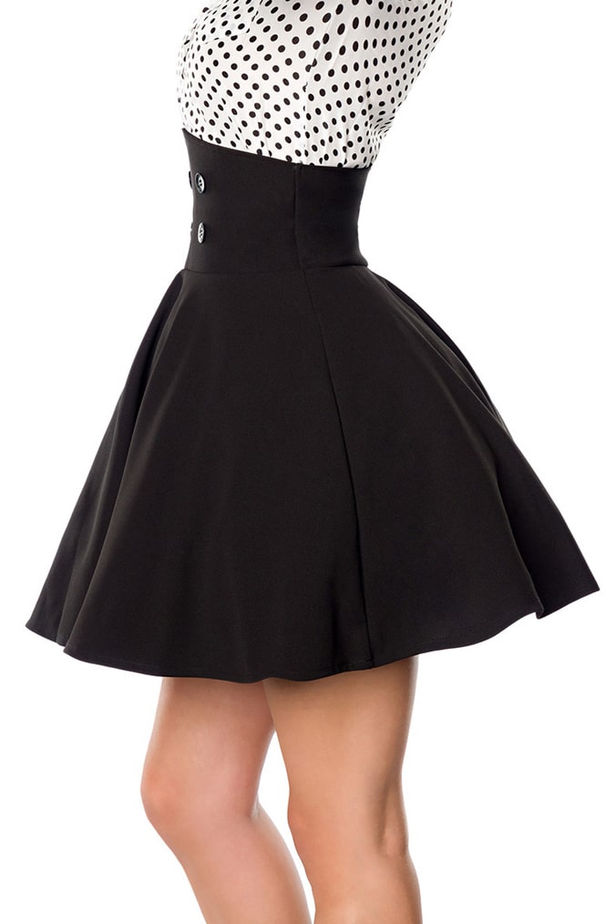 Black Flared High Waisted Skirt, 7