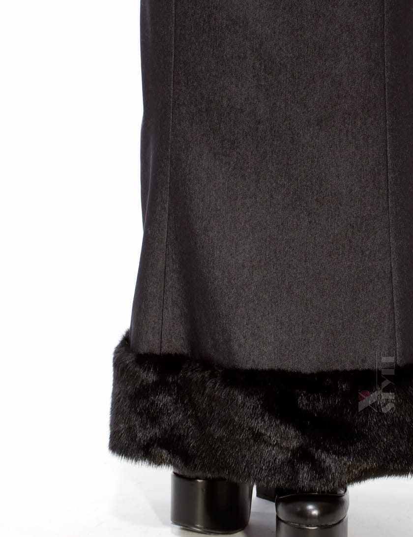 X-Style Long Denim Fleece Skirt with Faux Fur, 7