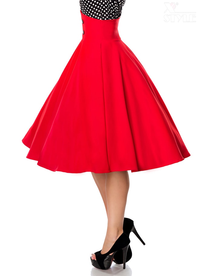Red Retro Wide Circle Skirt, 3