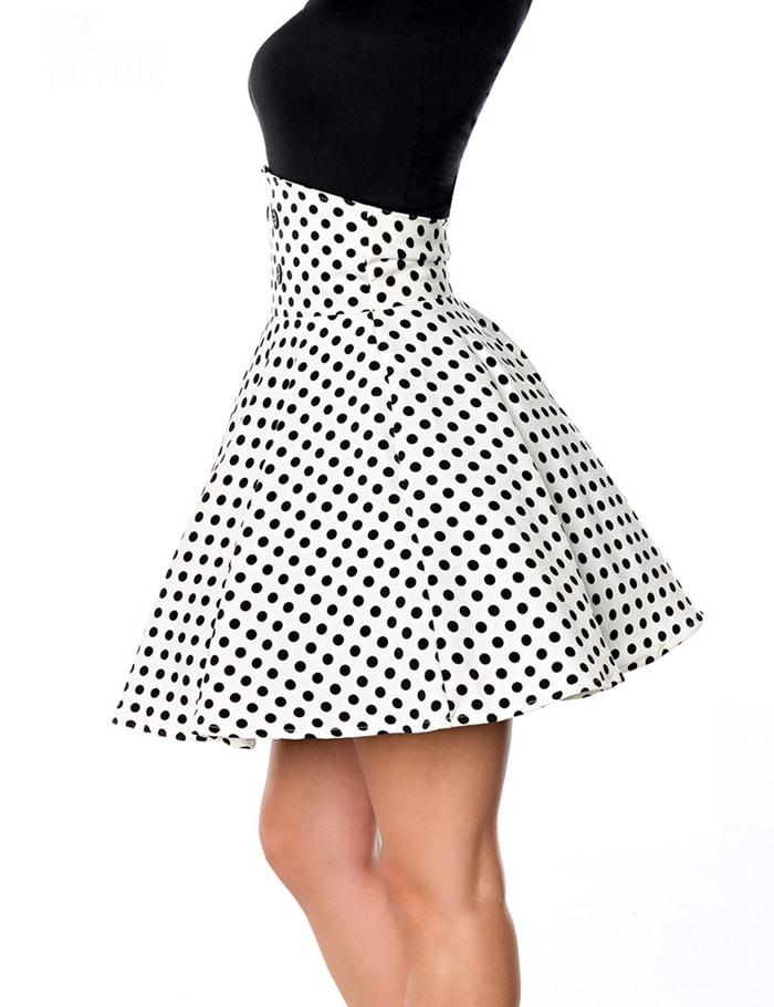 Polka Dot Short Skirt with Corset Belt, 7