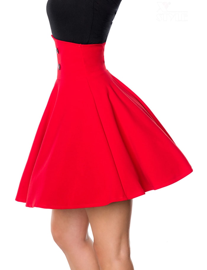 Belsira Red Flared Retro Short Skirt, 9