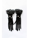 Сетчатые перчатки с камнями и кружевом