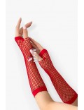 Red Mesh Fingerless Gloves X1236