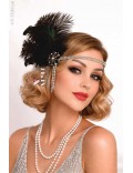Пов'язка Gatsby з камінням і пишним пір'ям