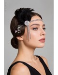 Gatsby Headband with Rhinestones and Feathers