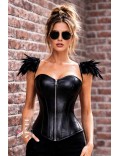 Черный кожаный корсет X1170