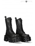 Черные кожаные сапоги со шнуровкой и винтами в платформе